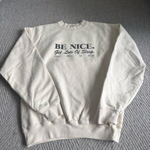 Sporty and Rich “Be Nice” Cream Graphic Crewneck Sweater Size S
